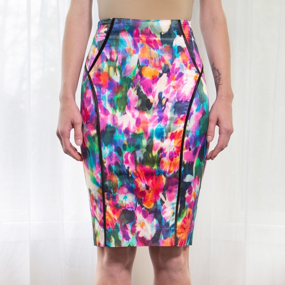 Alannah Hill Bodycon Neon Floral Pencil Skirt